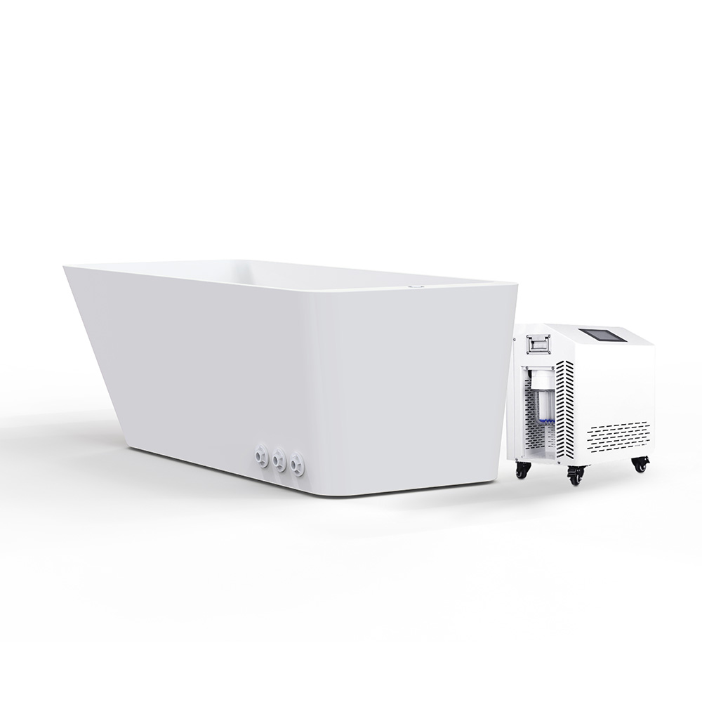 Modern white cold plunge tub with chiller system